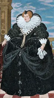 Marie Prints: Marie de Medici (1575-1642). Queen of France. Portrait. Eng