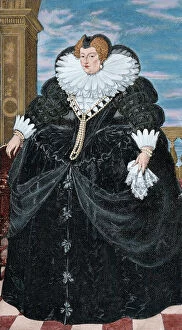 Powerful Gallery: Marie de Medici (1575-1642). Queen of France. Portrait. Eng