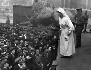 Addressing Prints: Marie Somers in Trafalgar Square, C. 1915