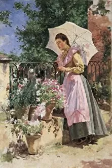 Costumbrists Collection: MARIN GARES, Isidoro. Dame with Umbrella
