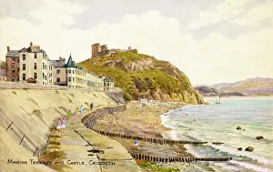 Terrace Prints: Marine Terrace and Castle, Criccieth, Gwynedd, Wales
