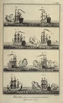 Alembert Gallery: Maritime signals. Plate of the of the Encyclopedia