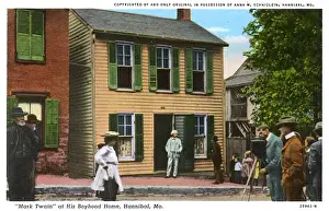 Twain Prints: Mark Twain at his boyhood home, Hannibal, Missouri, USA