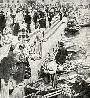 Finnish Gallery: Market boats at the quay, Viborg, Finland