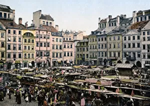 Images Dated 14th October 2015: Market in the centre of Warsaw, Poland, circa 1890s