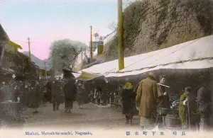 Nagasaki Prints: Market, Motoshita-machi, Nagasaki City, Japan