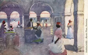 Barbados Prints: Market Place, Dominica, Barbados