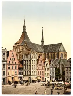 Market place and Marien Church, Rostock, Mecklenburg-Schweri