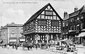 Trader Prints: Market Place and Old Market House, Ledbury, Herefordshire