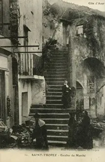 Marche Prints: Market Stairs (Escalier du Marche) - Saint Tropez, France