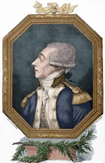 Marquis of La Fayette (1757-1834). Colored engraving