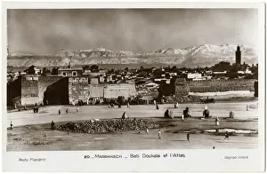 Minaret Prints: Marrakech, Morocco - The Bab Doukkala and Atlas Mountains
