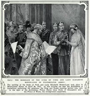 Images Dated 6th March 2020: Marriage of Duke of York and Lady Elizabeth Bowes-Lyon 1923