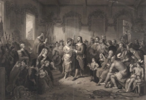 The marriage of Pocahontas, from the original picture in the The marriage of Pocahontas, from the original picture in the