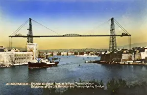 Oct16 Prints: Marseille Transporter Bridge and entrance to the Old Port