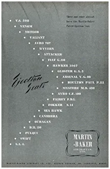Martin-Baker Ejection Seats - Types Using 1952