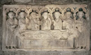 Abbot Prints: Martin-du-Canigou. Tombstone. Reliefs represent: The funeral