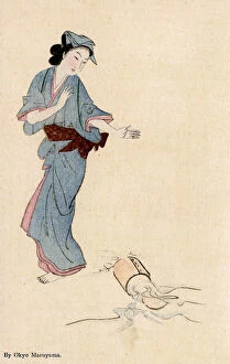 Accidental Gallery: Maruyama Okyo - Womans shock at dropping a water container