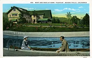 Mary Pickford & Douglas Fairbanks at their home Pickford