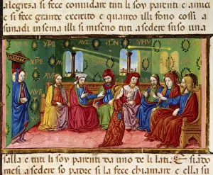 Mary is presented to fathers friends. Codex of Predis (1476