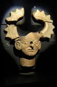 Mochica Prints: Mask (3rd c. AD). Moche or Mochica Art. PERU