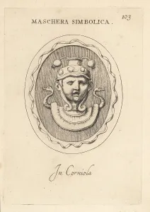 Corniola Prints: Mask symbolizing sleep with opium poppies and swans
