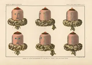 Ethnology Prints: Masks of the Hehea (Blunderer) of the South, Zuni nation