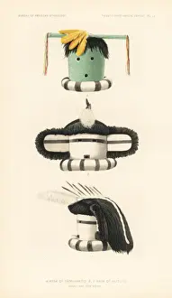 Raven Prints: Masks of Ya mukakto (a) and Hu tutu (b, c), Zuni Nation