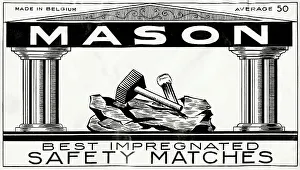The Mason Safety Matches - Matchbox top carton label