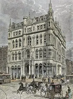 Unites Prints: Masonic temple. XIX century. Boston. United States