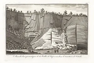 Mineralogy Prints: Mass of prismatic lava in the Triponzio Valley, Italy