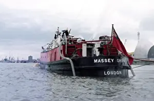 Fireboat Prints: Massey Shaw fireboat in action, River Thames, London