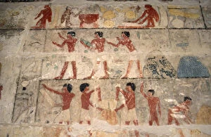 Images Dated 22nd November 2003: Mastaba of Nefer and Kahay. Polychromed relief depicting agr
