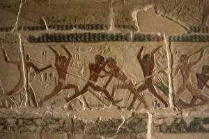 Sculpted Gallery: Mastaba of Nefer and Kahay. Relief. Fighters. Egypt