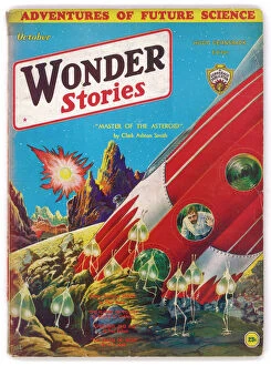 Fiction Collection: Master of the Asteroid, Wonder Stories Scifi Magazine Cover