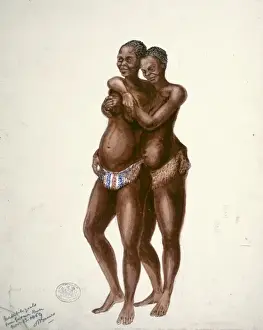 John Thomas Baines Prints: Matabili girls, Um Gnoma River Nov. 1869