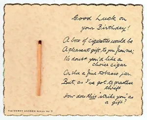 Match with comic verse on a birthday card