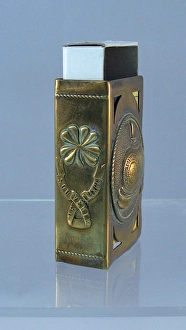 Images Dated 31st January 2012: Matchbox cover with German helmet, WW1