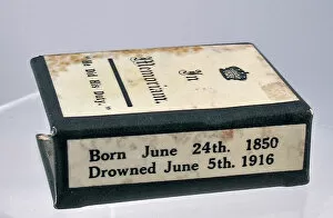 Images Dated 25th January 2012: Matchbox cover inscribed In memoriam - Kitchener, WW1