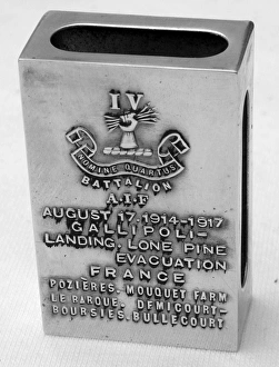 Images Dated 22nd July 2007: Matchbox holder with AIF cap badge, WW1