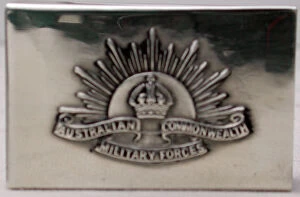 Matchbox holder with AIF cap badge, WW1