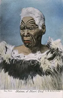 Zealand Prints: Matene Te Nga, Chief of the Ngati Maru Tribe, New Zealand