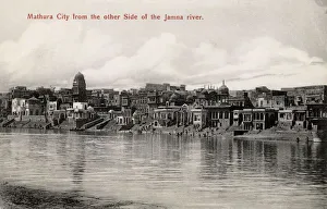 Images Dated 6th August 2018: Mathura City, India - viewed from other side of Jamna River