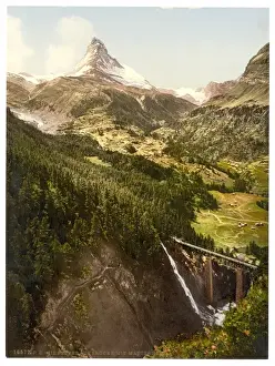 Matterhorn Prints: The Matterhorn and the Findelenbach Bridge, Valais, Alps of