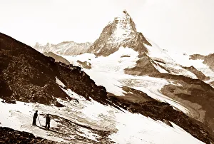 Matterhorn Prints: The Matterhorn, Victorian period, hand coloured photo