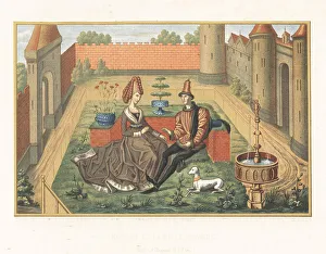 Maulgis with the Belle Oriande in a garden, 15th century