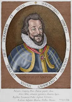 Facsimile Prints: Maurice of Hesse-Kassel (1572-1632). Engraving. Colored