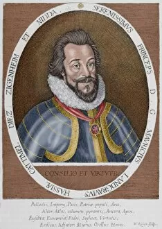 Images Dated 23rd January 2013: Maurice of Hesse-Kassel (1572-1632). Engraving. Colored