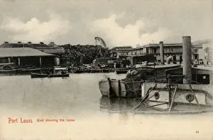 New Images July 2020 Prints: Mauritius - Port Louis - Port Quayside showing the Crane