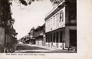 Mauritian Prints: Mauritius - Port Louis - Queen Street from Place dArmes